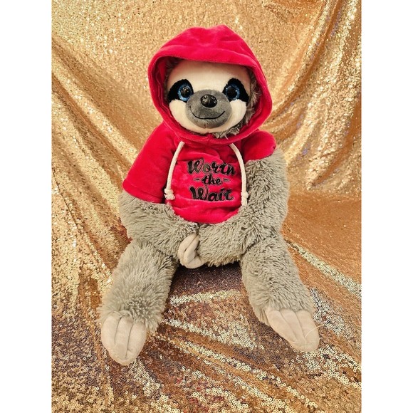 Plush Parade Gray Sloth W/ Pink  Hoodie -“Worth The Wait” 20” P2 - Picture 1 of 4
